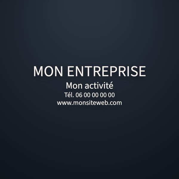 Sticker texte professionnel 4 lignes : nom, activité, téléphone, site, vinyle blanc